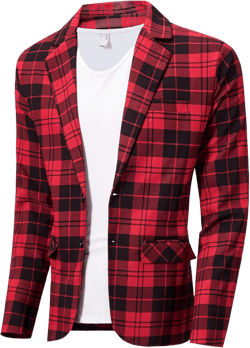 NOVOCCT Men's Plaid Slim Fit Blazer Jacket, Lightweight 2-Button Casual Sport Coat, Formal & Everyday Blazer for Men Red Black Medium