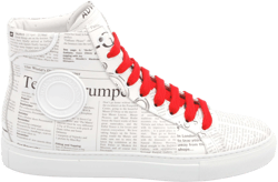 Leather Newsprint Hightop Sneakers