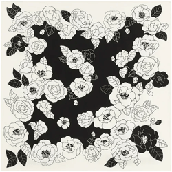 Camellia Printed 60 Square Pure Silk Scarf