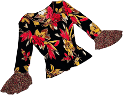 90s Floral Bell Sleeve Blouse (M)