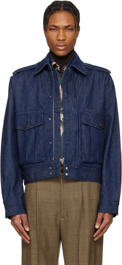 Navy Cropped Denim Jacket In 507 Indigo