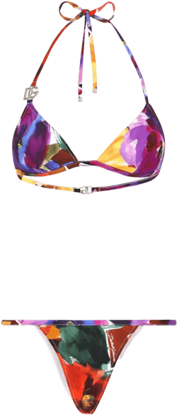 floral-print triangle bikini set