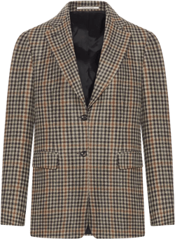 Cecily Checked Single-breasted Wool Blazer In Brown