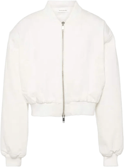 Micky Cropped Denim Bomber Jacket In White