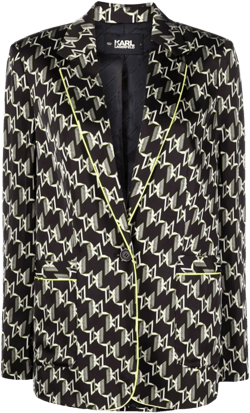 Logo-print Trimmed Blazer In Black