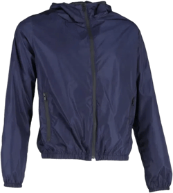 Zipped Hooded Windbreaker Jacket In Navy Blue Polyamide