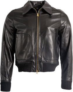 leather zip-front bomber jacket