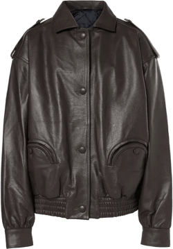 Charlie Leather Bomber Jacket In Brown