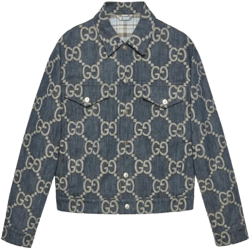 Interlocking G Pattern Denim Jacket In Black