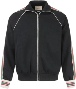 Web-stripe Gg-jacquard Zipped Jersey Track Jacket In Black