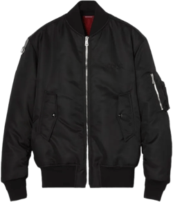 Twill Nylon Pilot Casual Jacket In Black