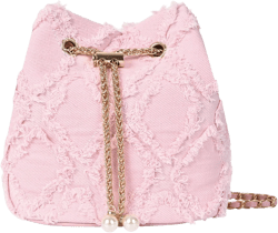 Denim Bucket Bag Quilted Drawstring Jean Purses for Women Denim Clutch Hobo Bags Crossbody Handbag Pink