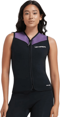 Lemorecn Wetsuit Top Women, 3mm Sleeveless Neoprene Wet Suit Tops Jacket Front Zip Diving Vest for Water Sports Purple 10