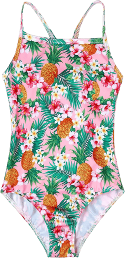 TENVDA Girls One Piece Swimsuits with UPF 50+ Sun Protection 2t 3t Toddler Kids Bathing Suits Pink Floral Cheetah Print Beach Swimwear