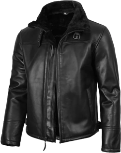 Blingsoul Shearling Leather Jackets for Men - Mens Real Leather Jacket XX-Large Mitchel - Shearling Black Jacket