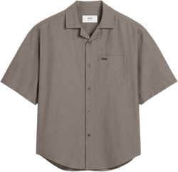 Taupe Cotton Short Sleeve Boxy Shirt