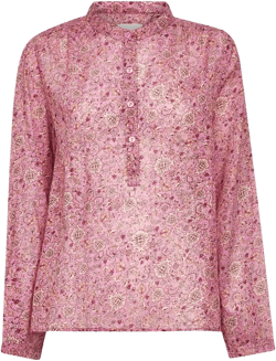 Maria floral-print band-collar shirt