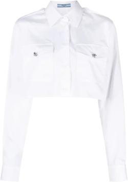 crystal-embellished cropped cotton shirt