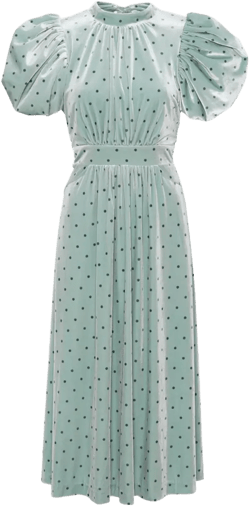 Noon puff-sleeve polka-dot midi dress