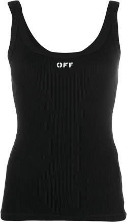 logo-print ribbed tank top