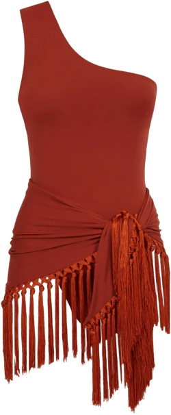Yacare one-shoulder fringed swimsuit