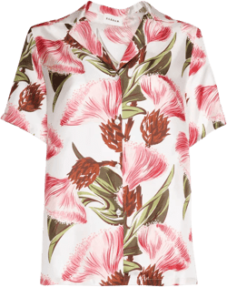 floral-print silk shirt