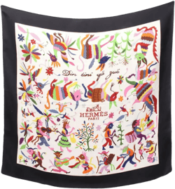 2000s Carres floral-print silk scarf