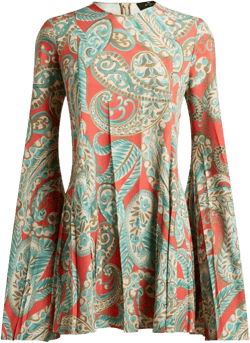 paisley pleated mini dress