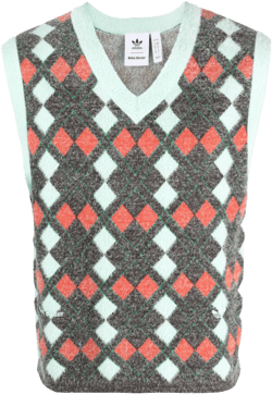 x Wales Bonner argyle-check knitted vest