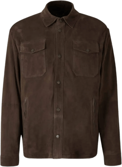 suede button-fastening shirt jacket