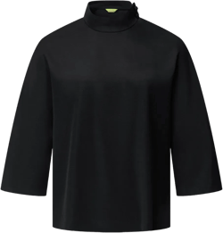 high-neck button-detail blouse