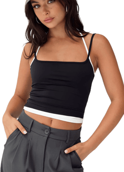 Premier Layered Tank Top Black