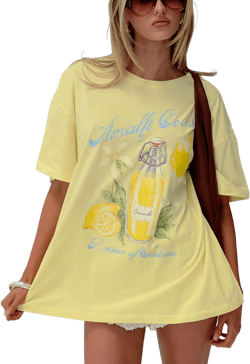 Amalfi Coast Oversized Graphic Tee Pastel Yellow