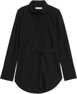 Cotton Poplin Belted Tunic Shirt