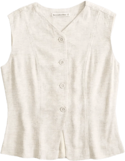  Linen-Blend Button-Through Vest