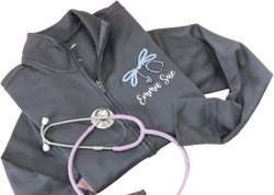 Personalized Bow Stethoscope with custom name Nurse Jacket, Gifts for Nurses, full zip Jacket RN LPN Gift, RN Jacket, Monogrammed Jacket