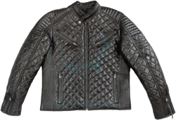 Handmade Men&#39;s Black Quilted Bomber Leather Jacket  Diamond Stitched Puffer Jacket