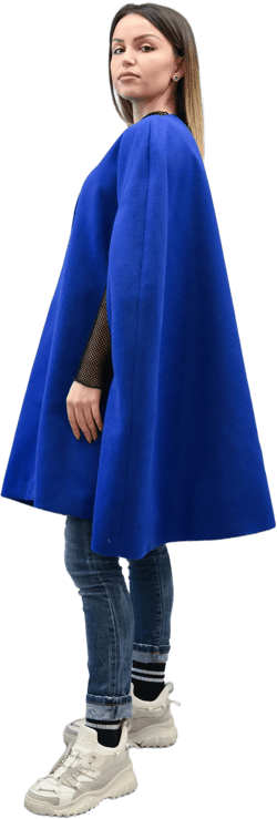 Outspread Cape Coat/Cashmere Blend Cape/Wool Blue Cape/Cape Jacket/Fashion Cape Coat/Winter Jacket/Cloak Coat/Handmade Blue Cloak/F2174