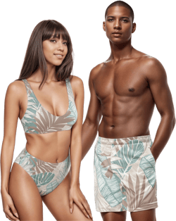 Matching Swimsuits Tropical Floral Print Bathing Suits for Couple Swimwear for Honeymoon or Wedding Gift for Bride and Groom Beach Vacation