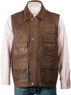 Men Genuine Cowhide Leather Western Sleeveless Vest Brown leather men&#39;s vest, Leather Riding Vest, Motorcycle Vest, Leather Vest For Dad