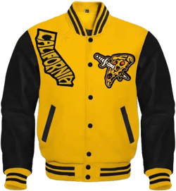 Halloween B Varsity Jacket, black & Yellow Jacket, Wool and Leather Sleeve, Personalized Letterman Jackets, Bomber Jackets, Halloween Outfit