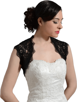 Black sleeveless bridal corded lace wedding bolero jacket