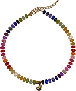 gold initial charm necklace colorful personalized beaded necklace statement jewelry