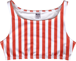 Women Swimwear Surf Pole Dance Bikini Top - Burnt Orange Red White Stripes