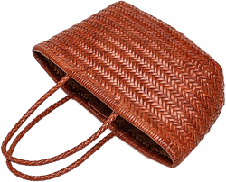 Genuine Leather Hand-Woven Bag, Using Top Layer Vegetable Tanned Leather, Brown And Coffee Color Handbag