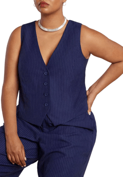Women's Plus Size Pinstripe Suit Vest