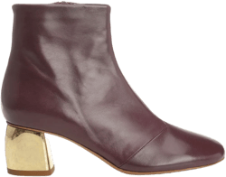 metallic-heel leather boots