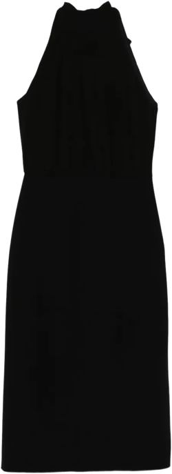 halterneck sheath midi dress