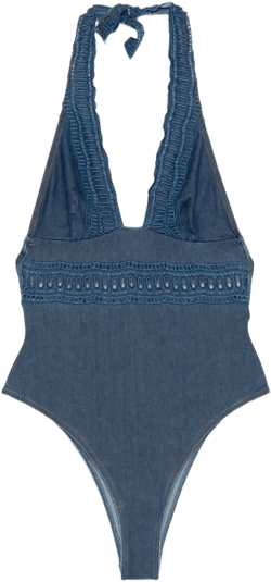 crochet-lace halter swimsuit