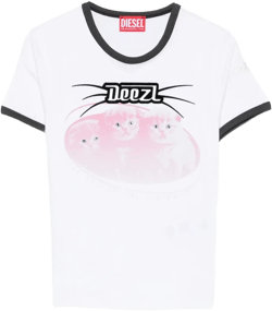 cat-graphic cotton T-shirt